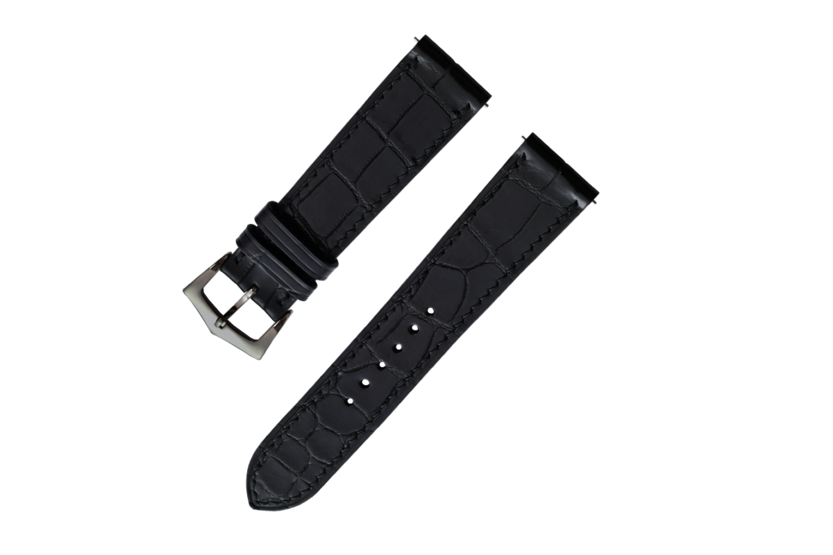 Black Alligator Leather Watch Strap, Replacement For Omega Watch,